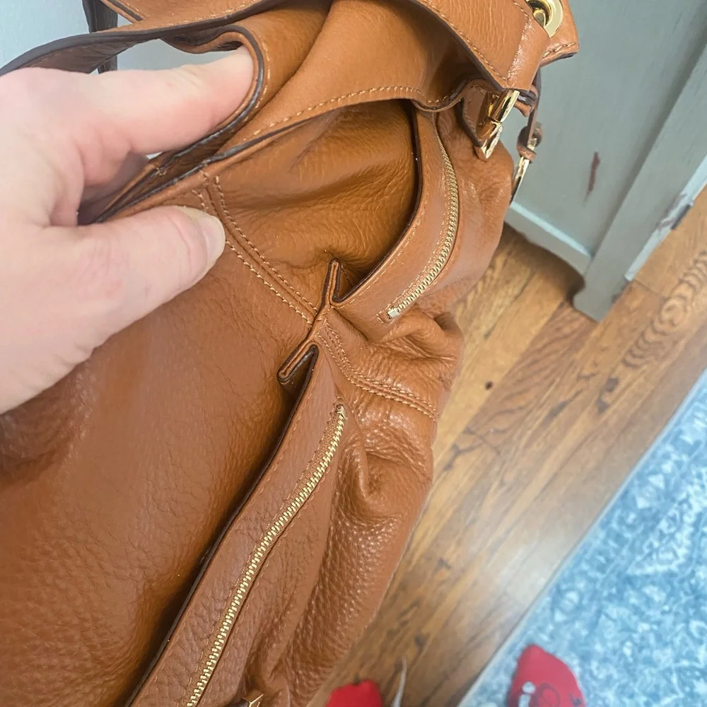 Michael Kors Brown Leather Layton Large Hobo Bag w Gold Tone Hardware